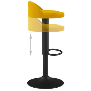Gelbe Samt Barhocker, 2er Set