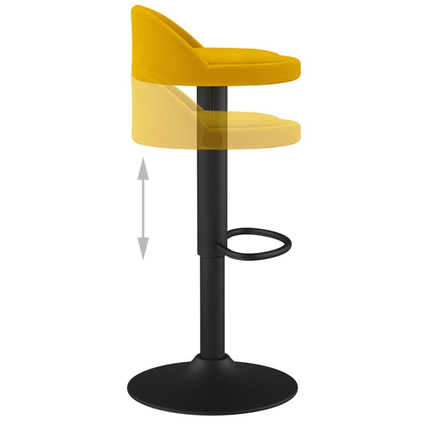 Gelbe Samt Barhocker, 2er Set