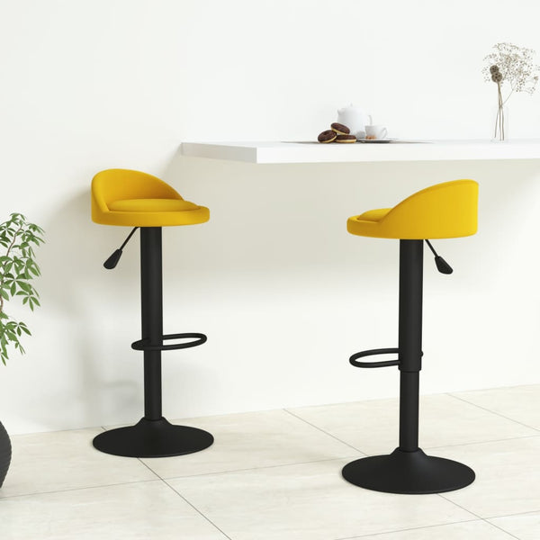 Gelbe Samt Barhocker, 2er Set