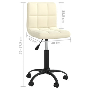 vidaXL Chaise de bureau pivotante crème velours