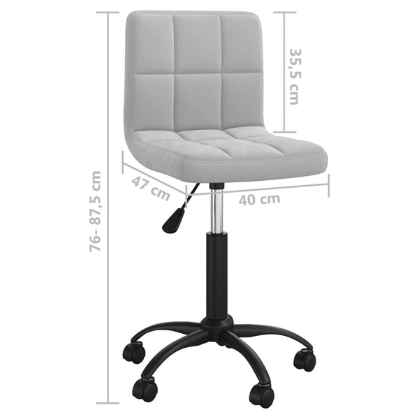 vidaXL Chaise de Bureau Pivotante Gris Clair Velours