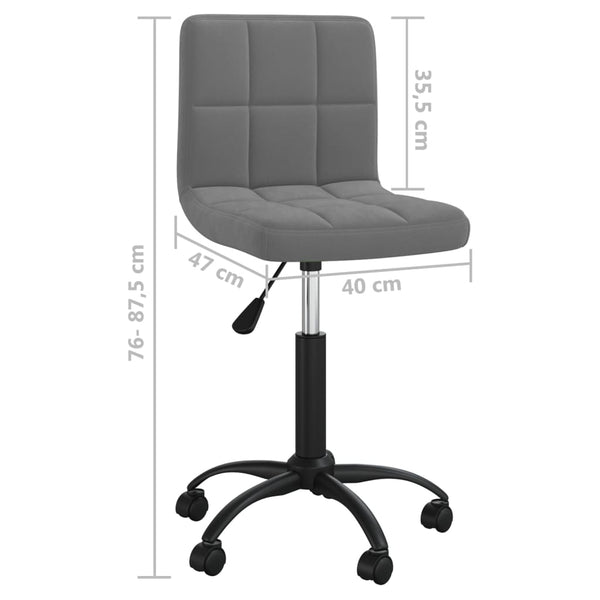 vidaXL Chaise de bureau pivotante velours gris foncé