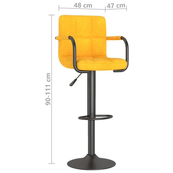 Senfgelber Samt Barhocker