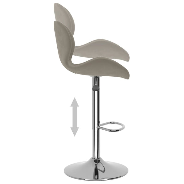 Barhocker 2er Set Hellgrau Samt