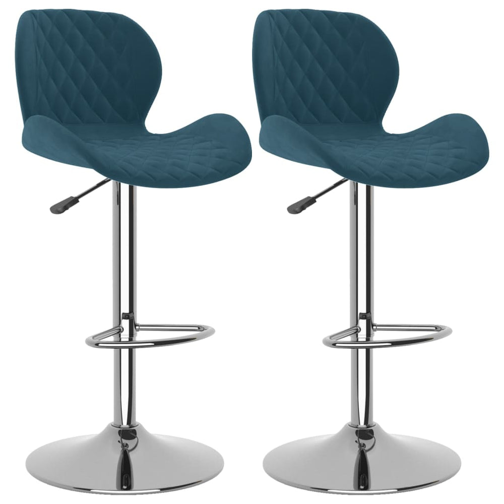 Blaue Samt Barhocker, 2er-Set