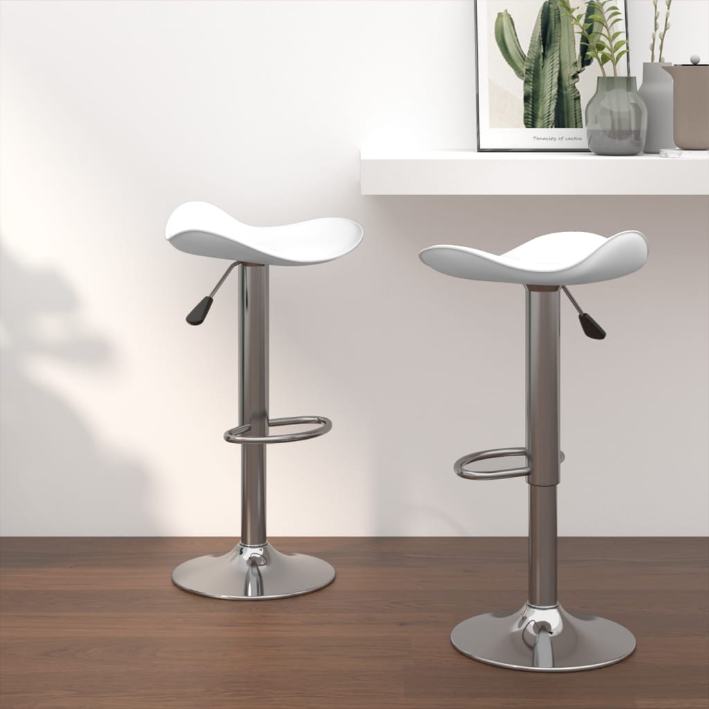 Barhocker 2er Set Weiß Kunstleder
