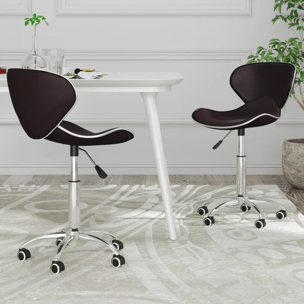 Drehbare Esszimmerstühle Braun Kunstleder 2er Set