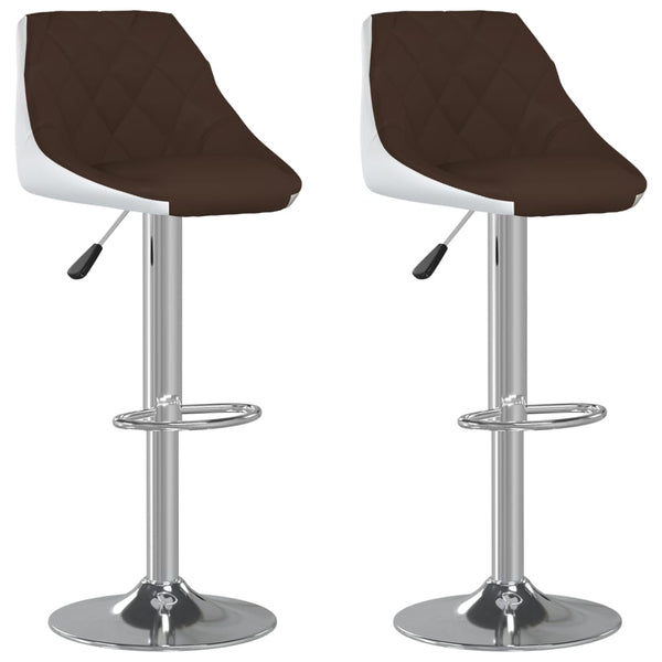 Barhocker 2er Set Braun Weiß Kunstleder