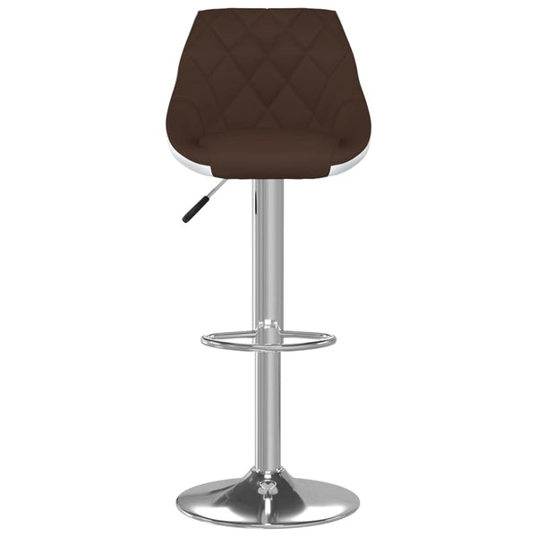 Barhocker 2er Set Braun Weiß Kunstleder