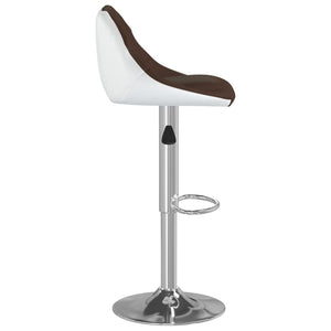 Barhocker 2er Set Braun Weiß Kunstleder