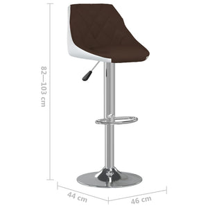 Barhocker 2er Set Braun Weiß Kunstleder
