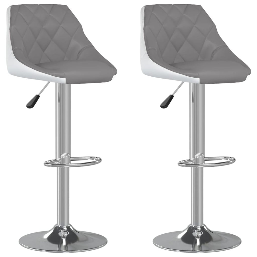 Barhocker Set, Grau & Weiß Kunstleder, 2 Stück