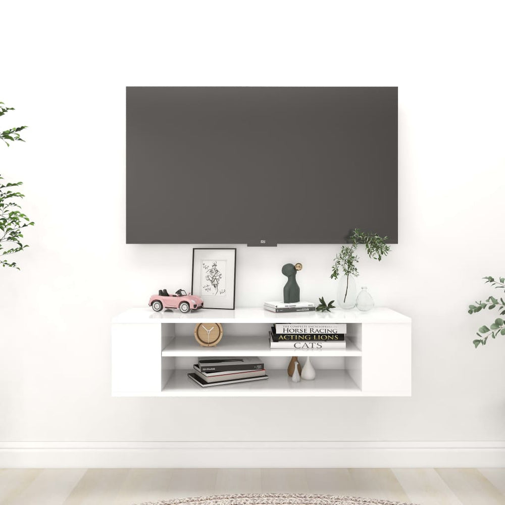 vidaXL Meuble TV mural Blanc 100x30x26,5 cm Bois d'ingénierie