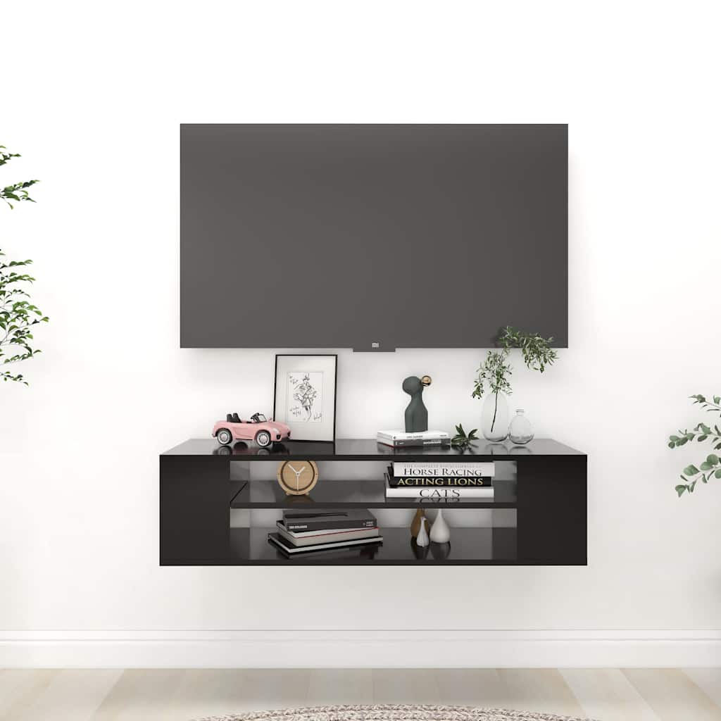 Schwarzer TV-Hängeschrank 100 cm