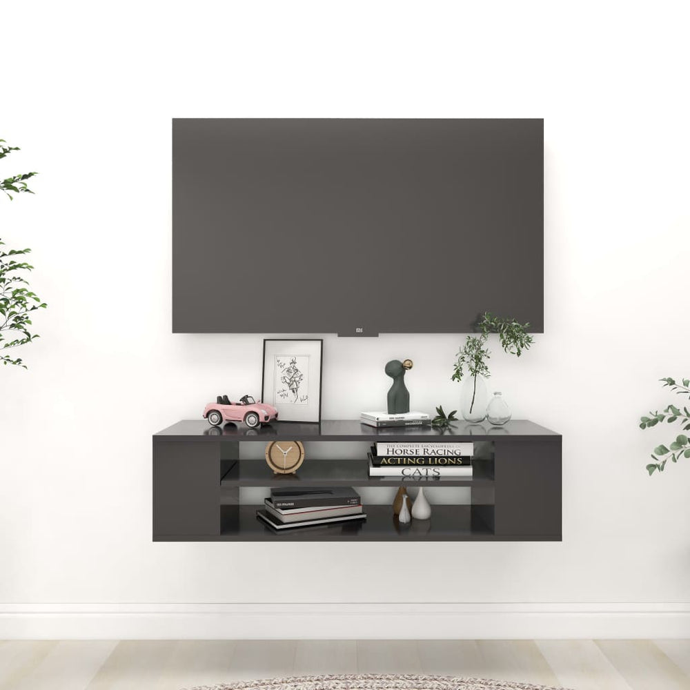 Meuble TV mural vidaXL Gris 100x30x26,5 cm Bois d'ingénierie