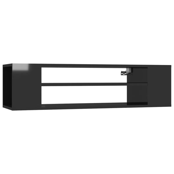 TV-Hängeschrank, Hochglanz Schwarz, 100 cm