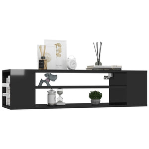 TV-Hängeschrank, Hochglanz Schwarz, 100 cm