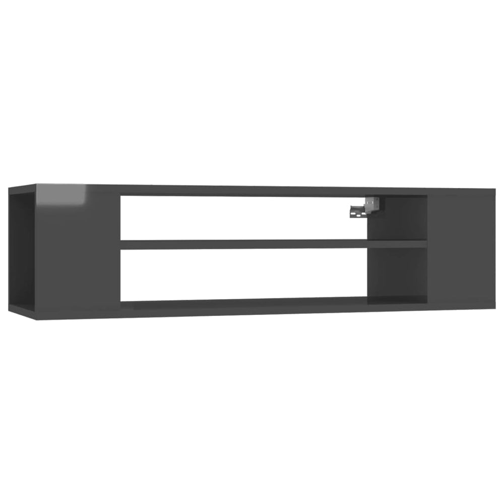 vidaXL Meuble TV mural gris brillant 100x30x26,5 cm Aggloméré