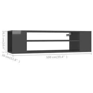 TV-Hängeschrank, Hochglanz Grau, 100 cm