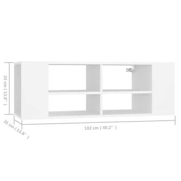Weiße TV-Wandkonsole 102 cm