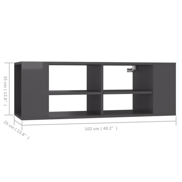 Grauer TV-Wandschrank 102 cm