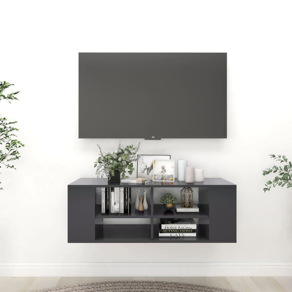Grauer TV-Wandschrank 102 cm