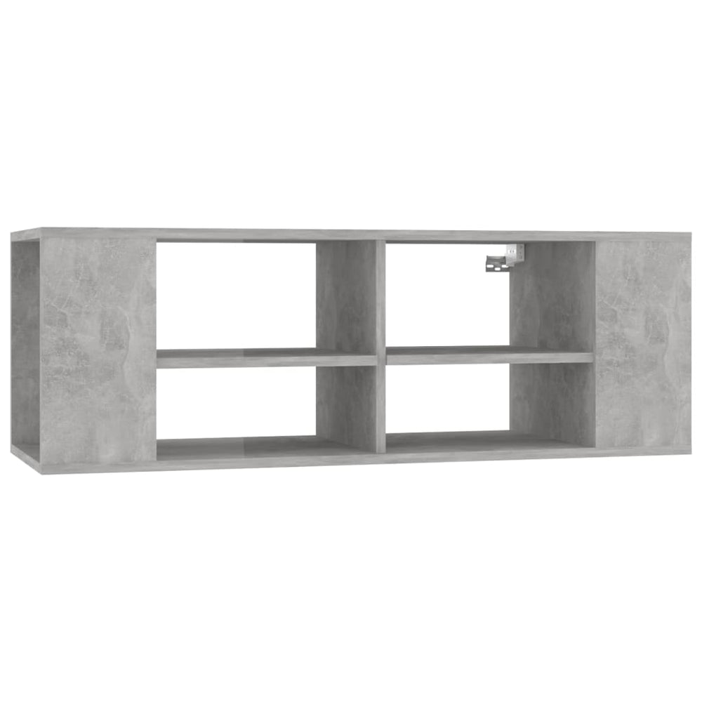 vidaXL Meuble TV mural gris béton 102x35x35 cm Aggloméré