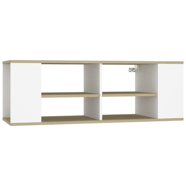 vidaXL Meuble TV mural Chêne Sonoma blanc 102 x 35 x 35 cm Bois d'ingénierie
