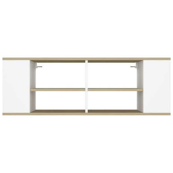 vidaXL Meuble TV mural Chêne Sonoma blanc 102 x 35 x 35 cm Bois d'ingénierie