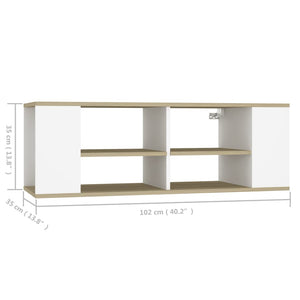 vidaXL Meuble TV mural Chêne Sonoma blanc 102 x 35 x 35 cm Bois d'ingénierie