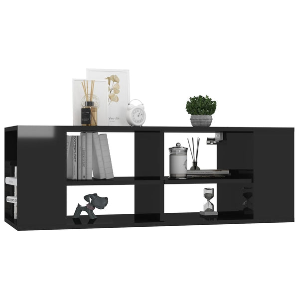 TV-Wandschrank Schwarz Hochglanz 102cm