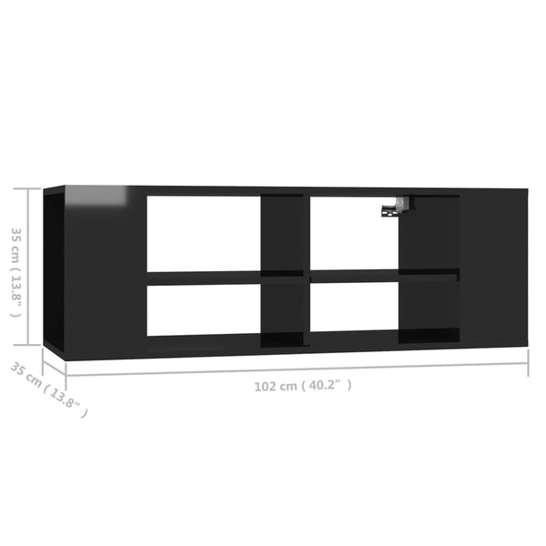 TV-Wandschrank Schwarz Hochglanz 102cm