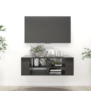 TV-Wandschrank Schwarz Hochglanz 102cm