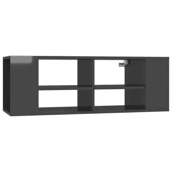 Meuble TV mural vidaXL gris brillant 102x35x35 cm Aggloméré