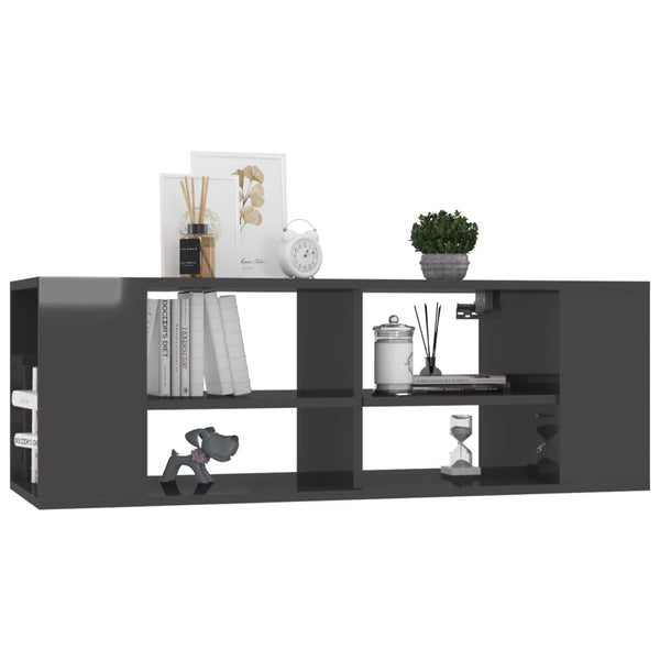Meuble TV mural vidaXL gris brillant 102x35x35 cm Aggloméré