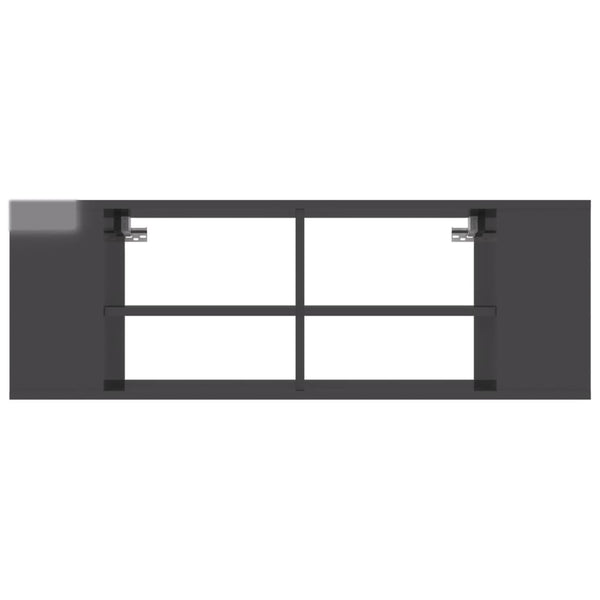 Meuble TV mural vidaXL gris brillant 102x35x35 cm Aggloméré