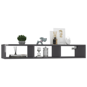 Hochglanz Wandregal Grau 102cm