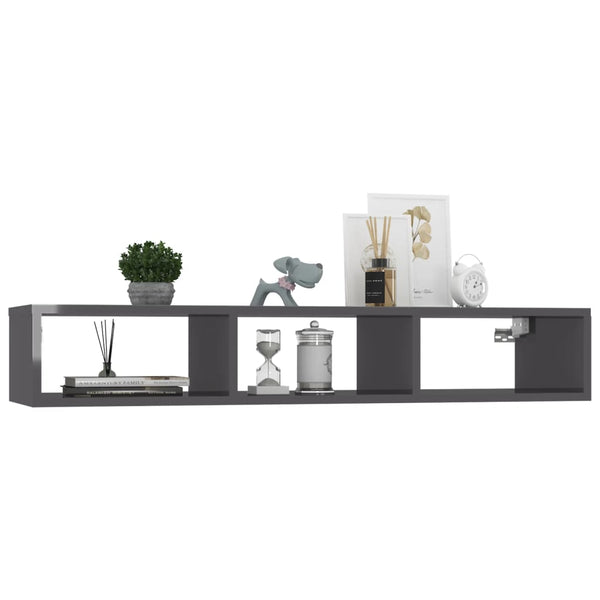 Hochglanz Wandregal Grau 102cm