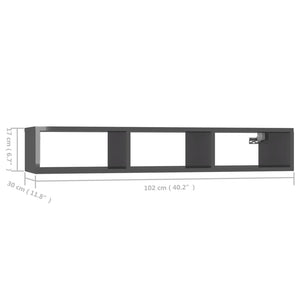 Hochglanz Wandregal Grau 102cm