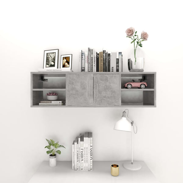 Betongraues Wandregal, 102 cm