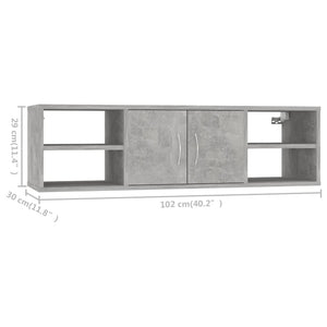 Betongraues Wandregal, 102 cm