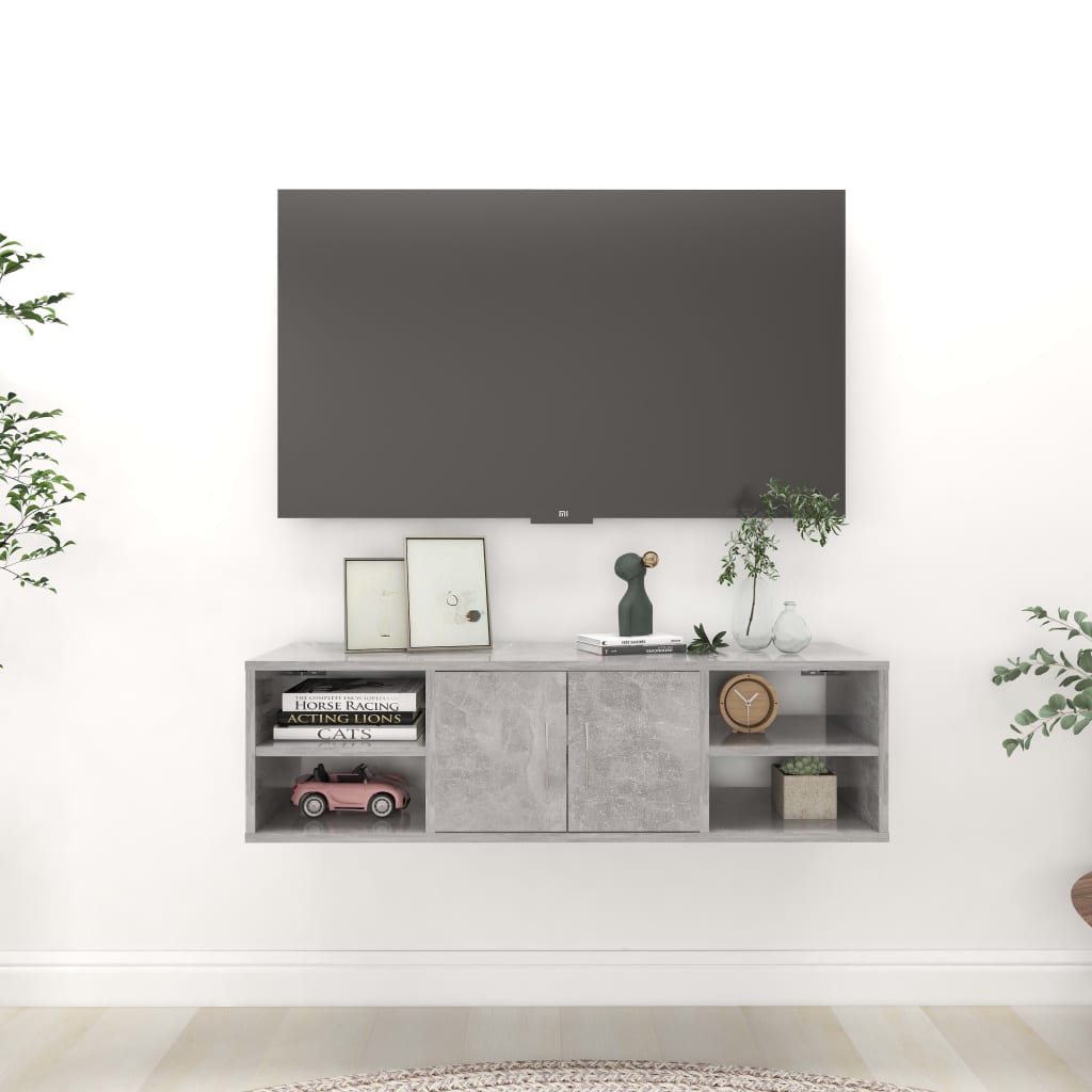 Betongraues Wandregal, 102 cm