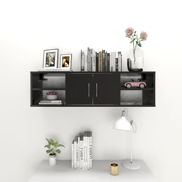 vidaXL Étagère murale Noir brillant 102x30x29 cm Aggloméré