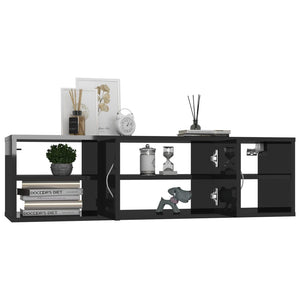 vidaXL Étagère murale Noir brillant 102x30x29 cm Aggloméré