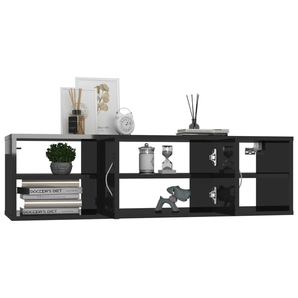 vidaXL Étagère murale Noir brillant 102x30x29 cm Aggloméré
