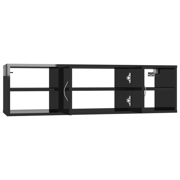 vidaXL Étagère murale Noir brillant 102x30x29 cm Aggloméré
