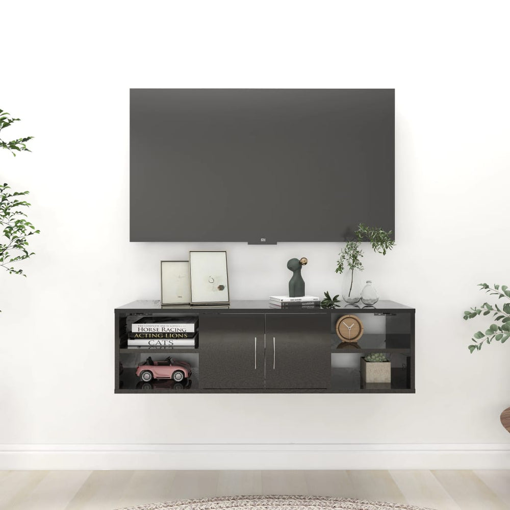 vidaXL Étagère murale Noir brillant 102x30x29 cm Aggloméré