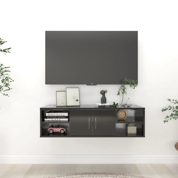 vidaXL Étagère murale Noir brillant 102x30x29 cm Aggloméré