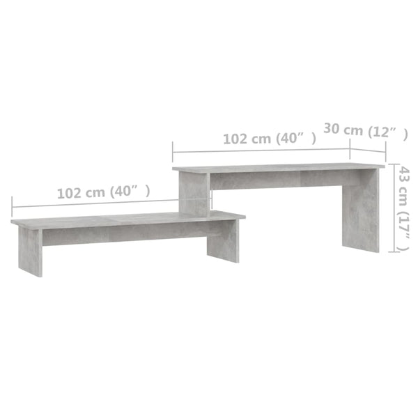 vidaXL Meuble TV gris béton 180x30x43 cm Bois d'ingénierie
