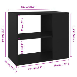Schwarzer Holz Beistelltisch 60x30x50 cm
